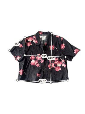 Large cropped linen button down shirt
